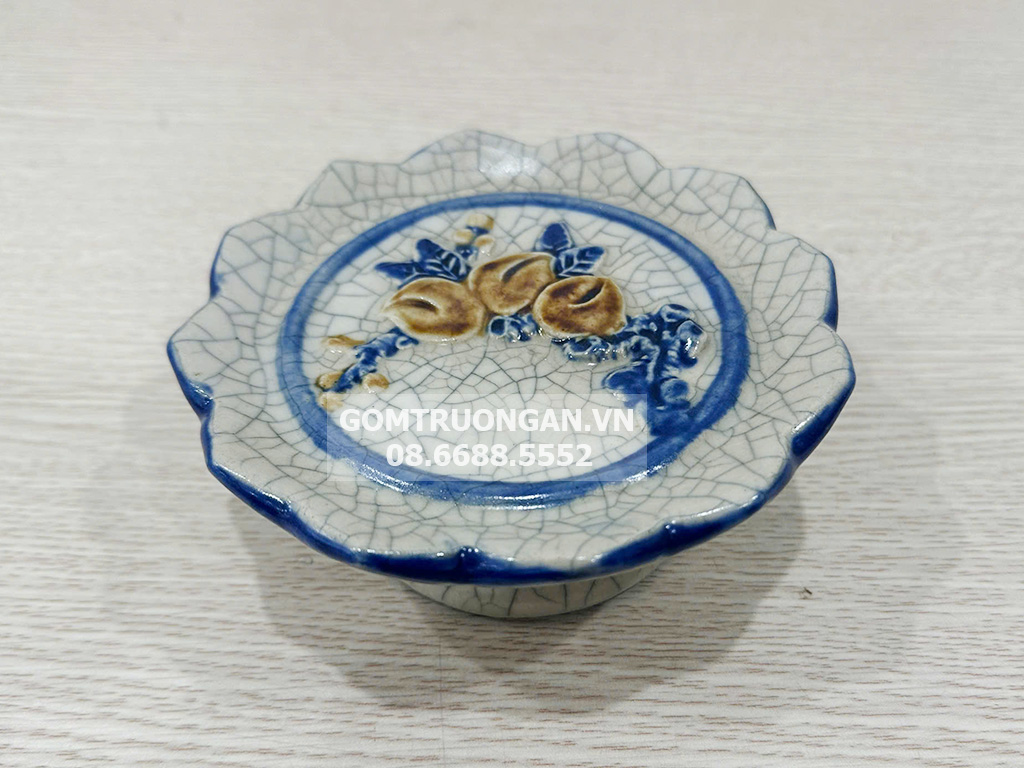 Đĩa trầu cau men rạn nổi Phúc Quý 2