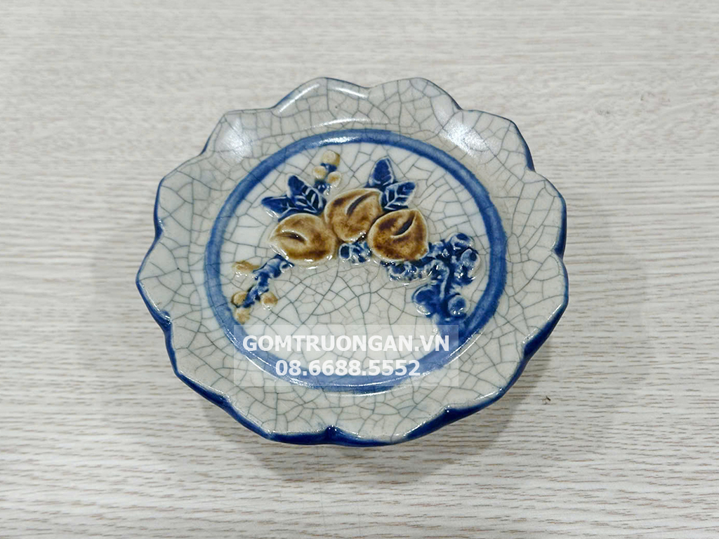 Đĩa trầu cau men rạn nổi Phúc Quý 1