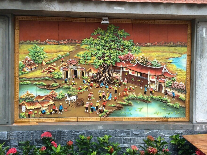 Tranh gốm sứ ốp tường cảnh đồng quê 1