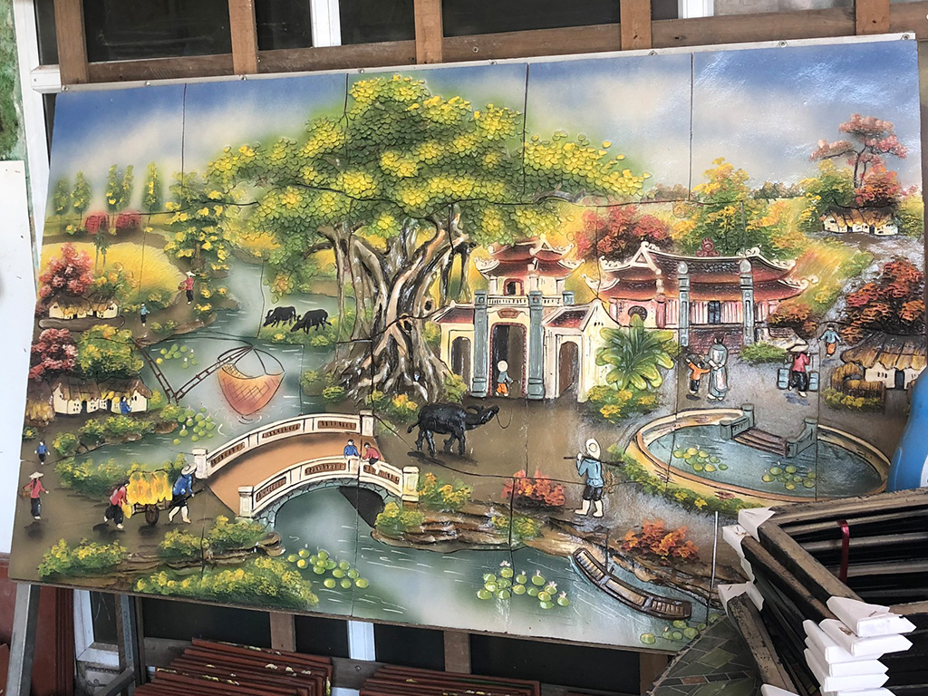 Tranh gốm ốp tường cảnh Làng Quê Việt Nam 1