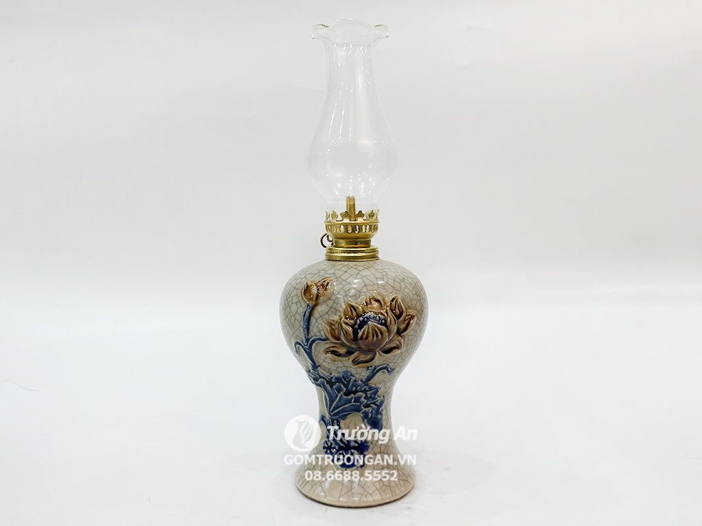 Đèn dầu thờ men rạn nổi Phúc Quý S1 1