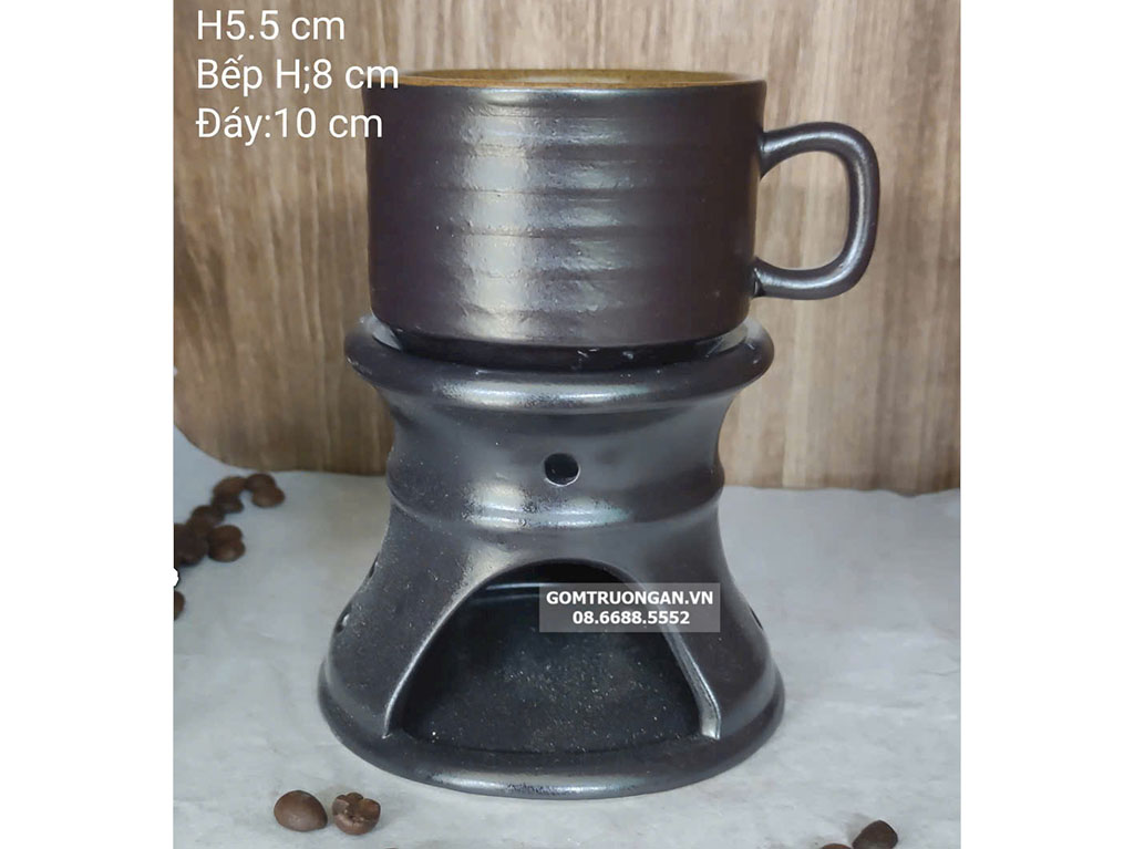 Ly tách hâm nóng cafe gốm sứ men nâu 150ml 1
