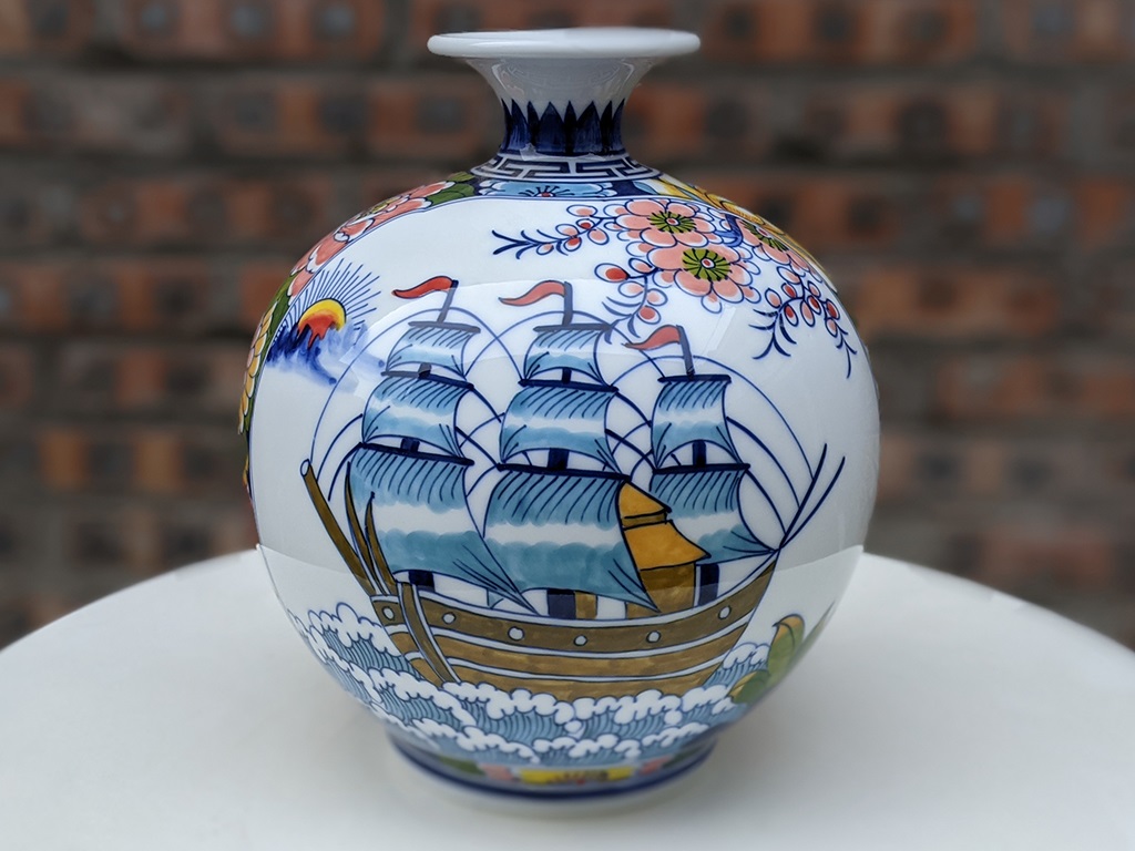 Bình hút tài lộc Thuận Buồm Xuôi Gió men màu 25cm 1