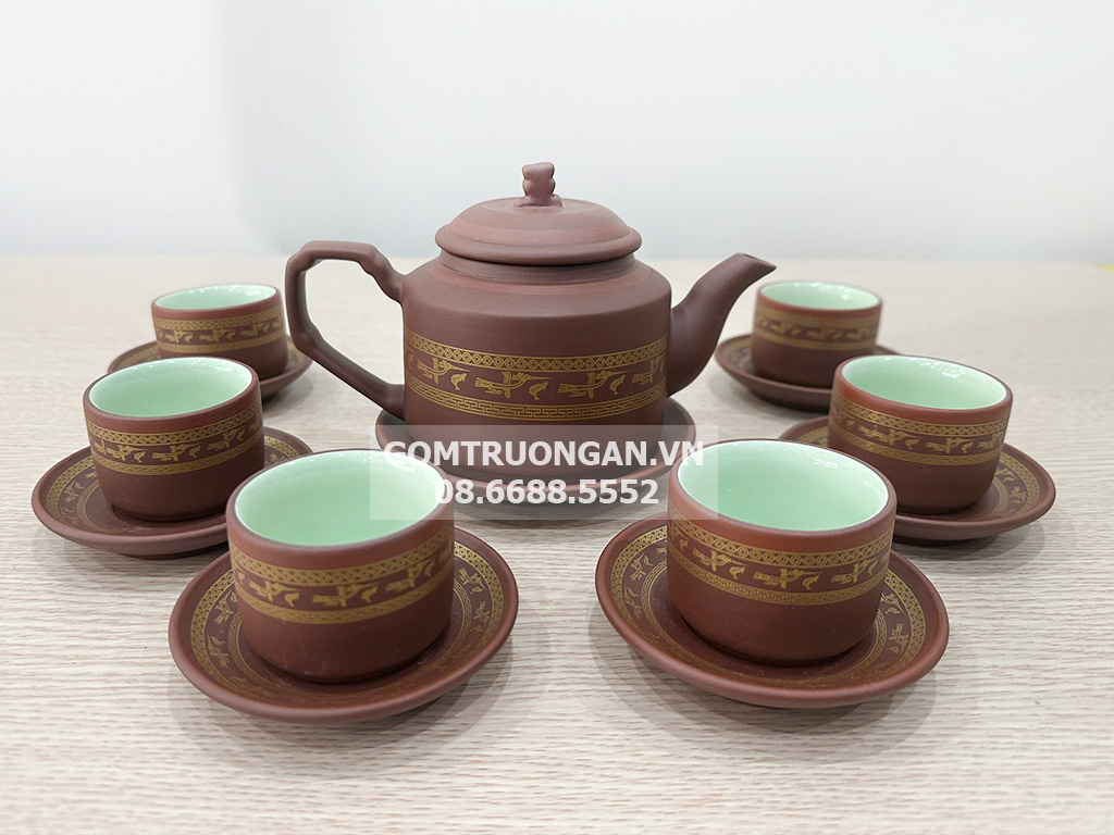 Bộ ấm chén tử sa Bát Tràng Âu Lạc dáng tích 3