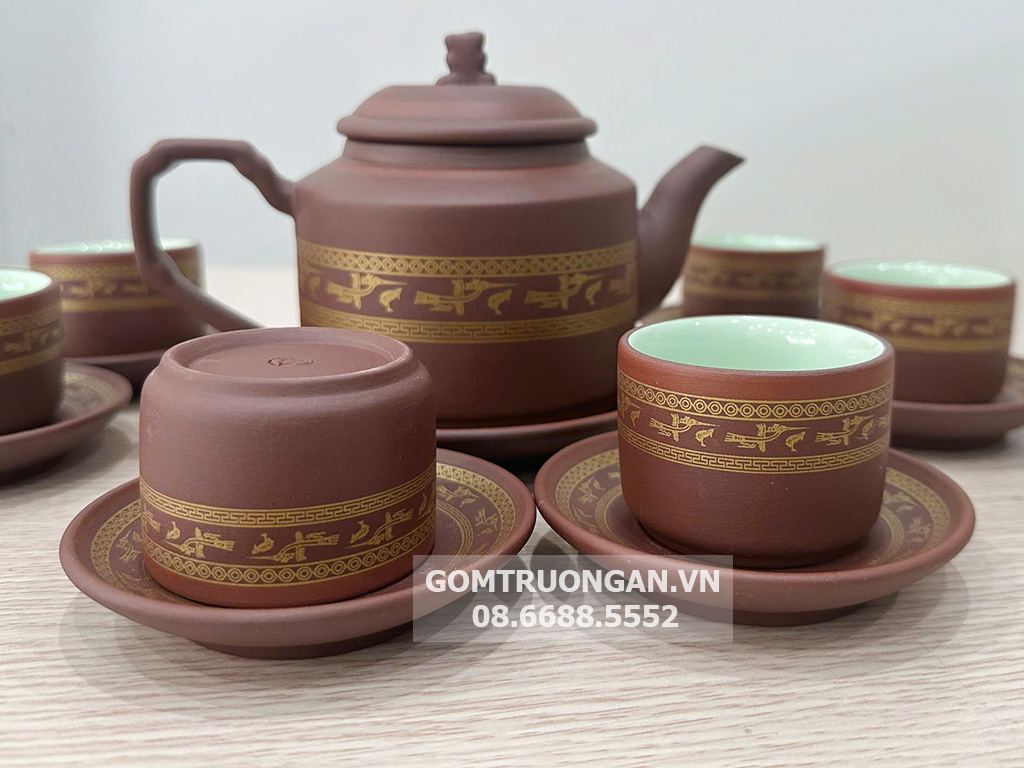 Bộ ấm chén tử sa Bát Tràng Âu Lạc dáng tích 6