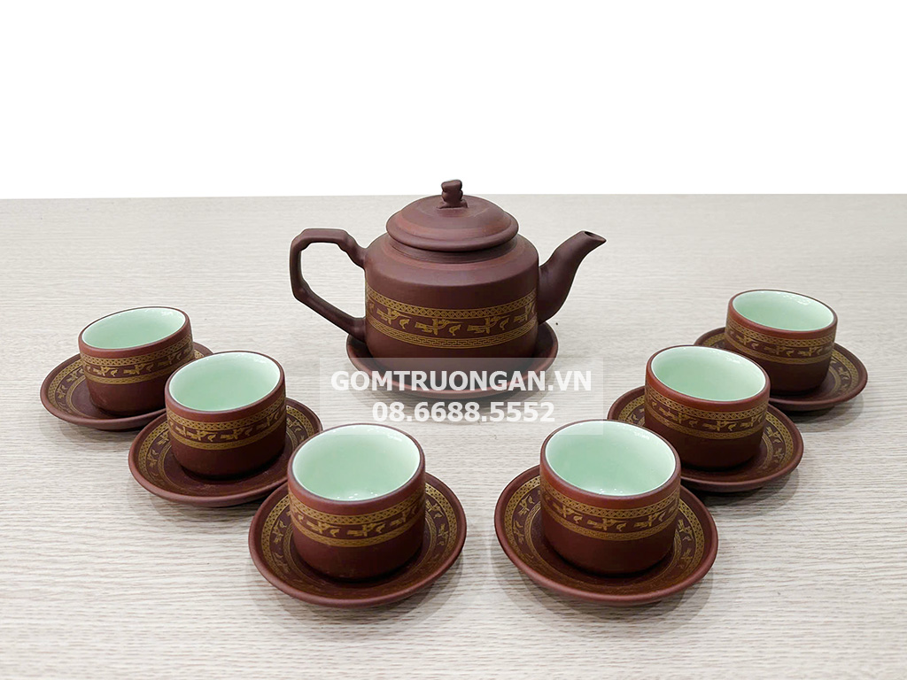 Bộ ấm chén tử sa Bát Tràng Âu Lạc dáng tích 1