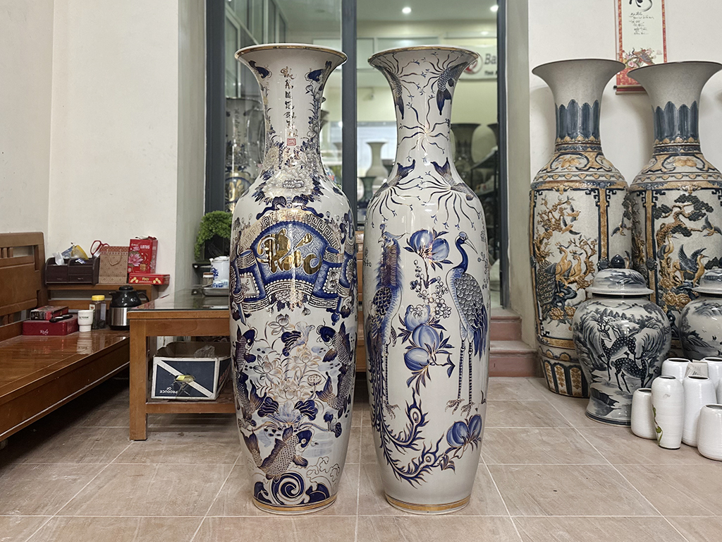 Lọ lộc bình Bát Tràng Phúc Đức vẽ vàng 24k 1m4 4