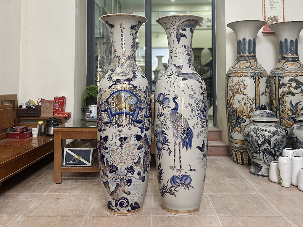 Lọ lộc bình Bát Tràng Phúc Đức vẽ vàng 24k 1m4 5