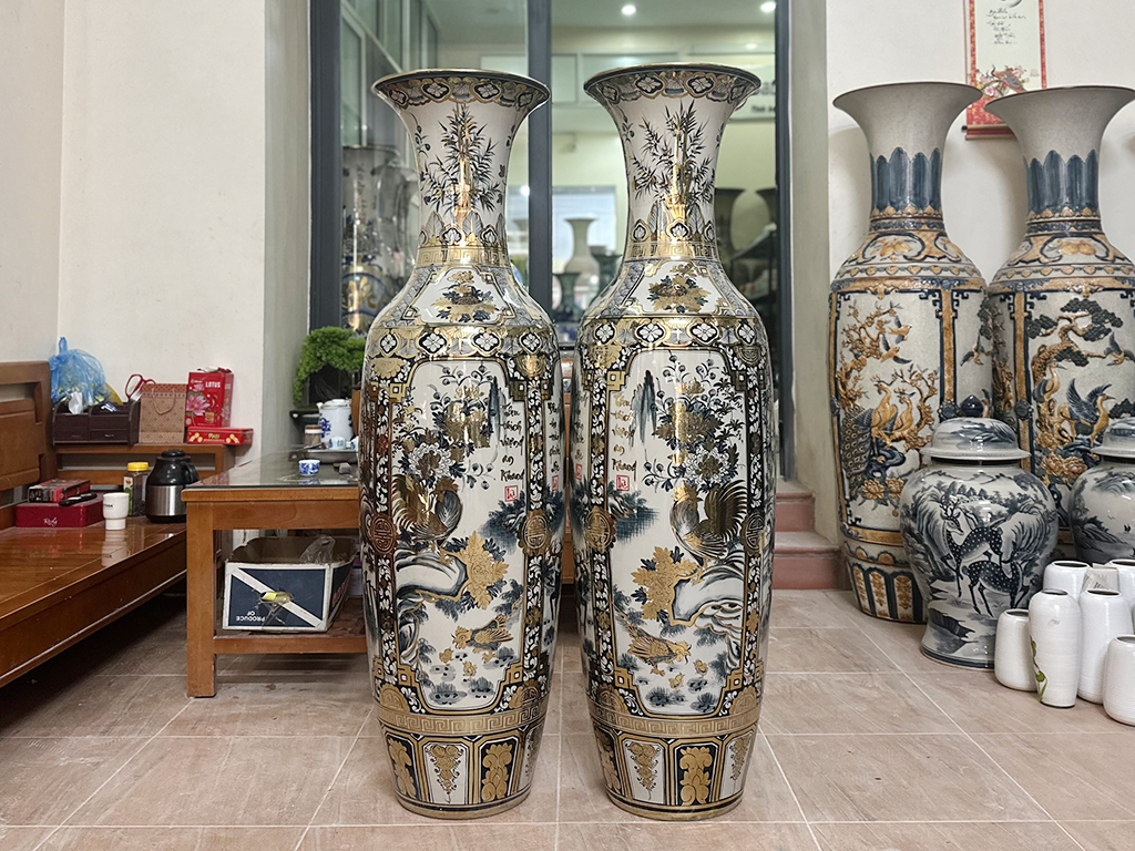 Lọ lộc bình Bát Tràng Tứ quý 1m4 vẽ vàng công nghệ nano 3