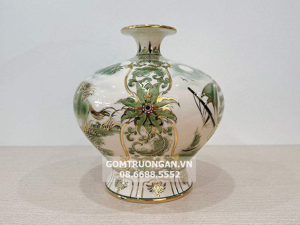 Bình hút lộc Thuận Buồm Xuôi Gió Mã Đáo Thành Công men hoàng thổ đùi dế vẽ vàng 4