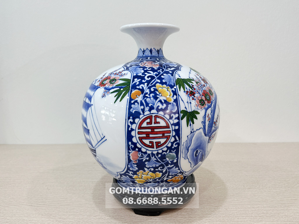 Bình hút tài lộc Thuận Buồm Xuôi Gió Mùa Xuân men màu 30cm 4