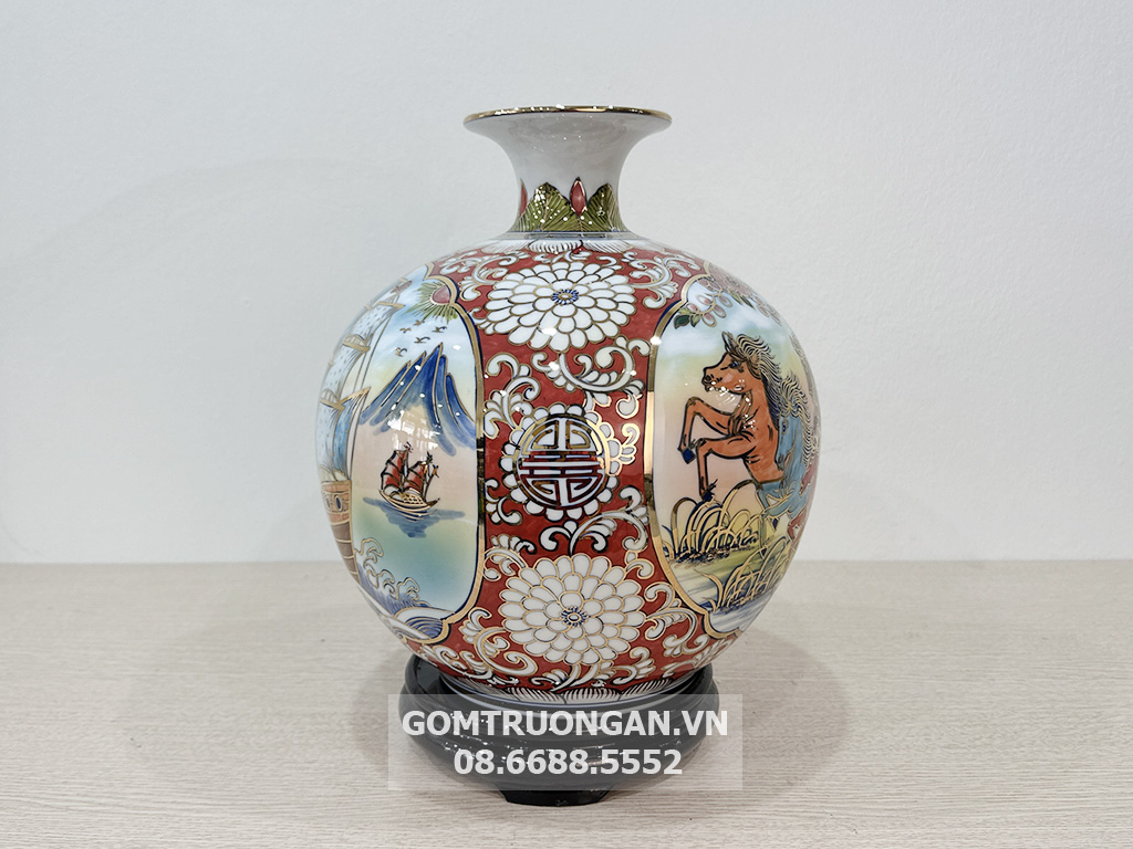 Bình hút lộc Thuận Buồm Xuôi Gió Mã Đáo Thành Công vẽ vàng khung đỏ 2