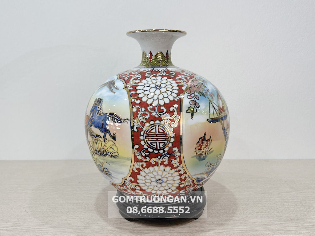 Bình hút lộc Thuận Buồm Xuôi Gió Mã Đáo Thành Công vẽ vàng khung đỏ 4