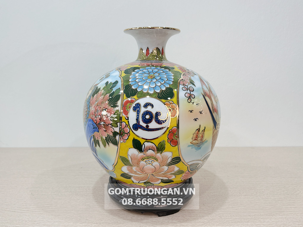 Bình hút lộc Thuận Buồm Xuôi Gió Vinh Hoa Phú Quý vẽ vàng khung vàng 4