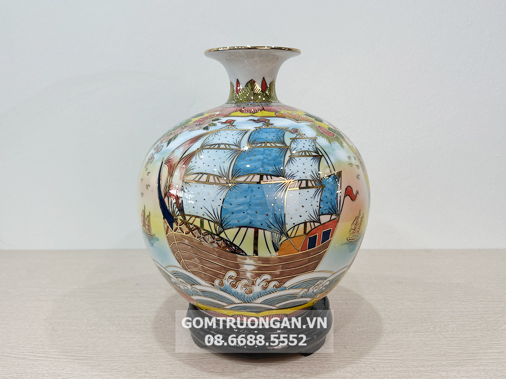 Bình hút lộc Thuận Buồm Xuôi Gió Vinh Hoa Phú Quý vẽ vàng khung vàng 1