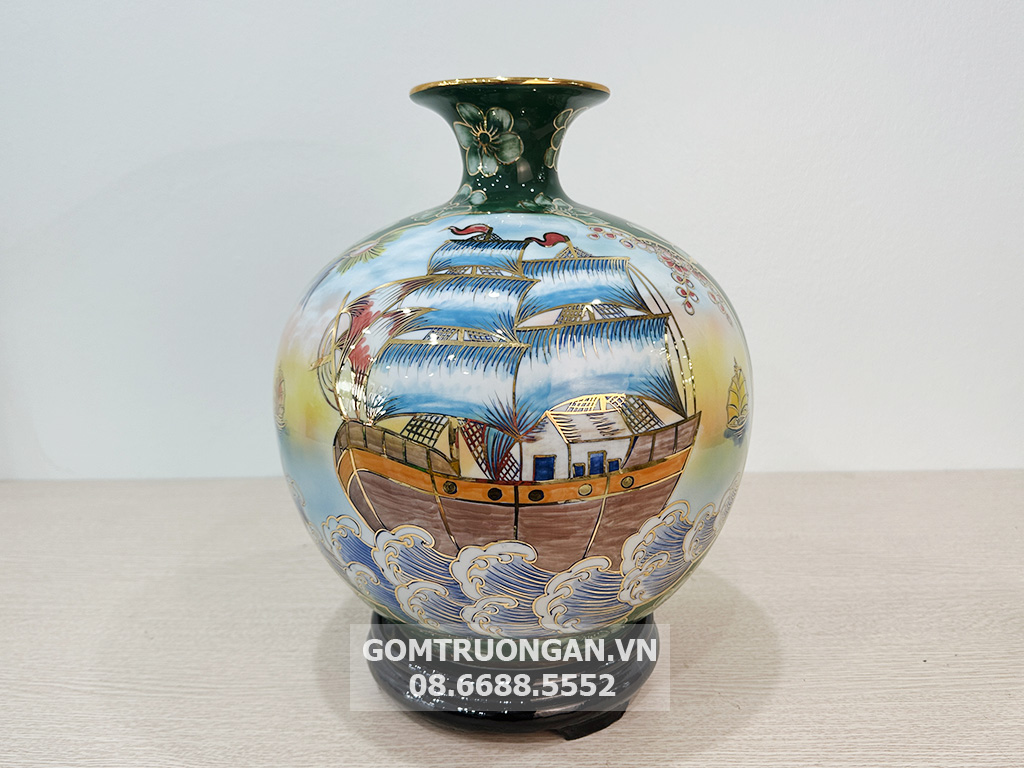 Bình hút tài lộc Thuận Buồm Xuôi Gió Phú Quý khung xanh 2