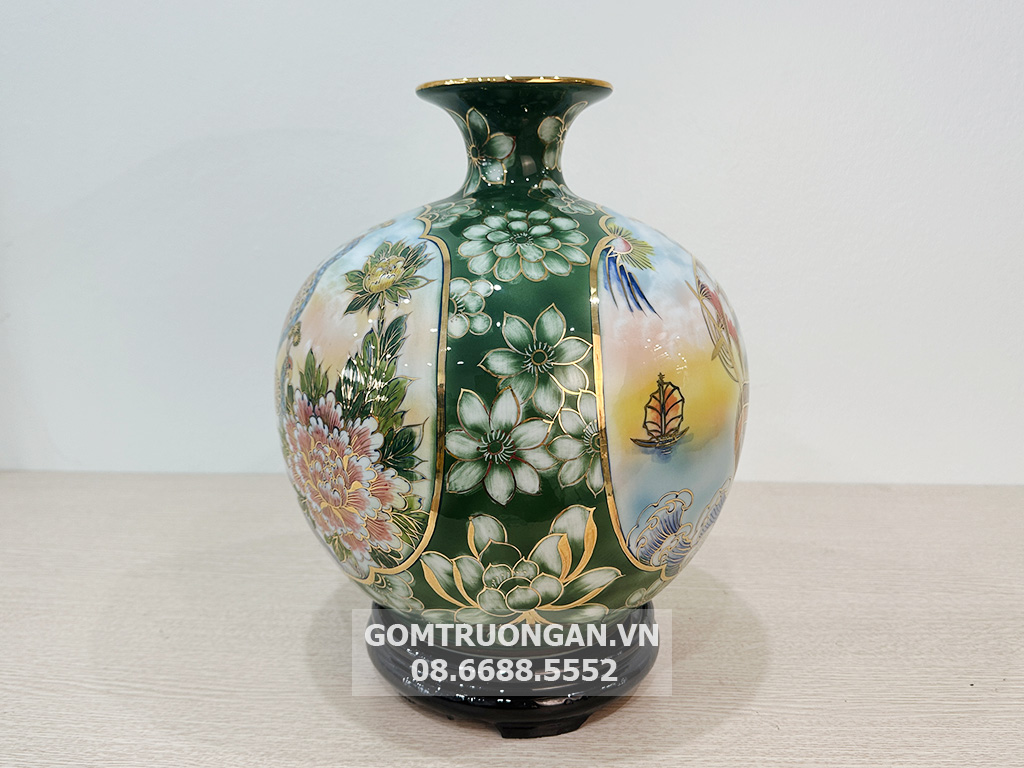 Bình hút tài lộc Thuận Buồm Xuôi Gió Phú Quý khung xanh 3