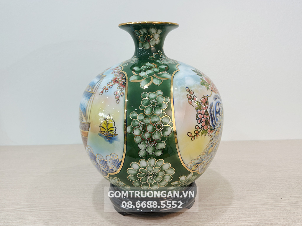 Bình hút tài lộc Thuận Buồm Xuôi Gió Phú Quý khung xanh 4