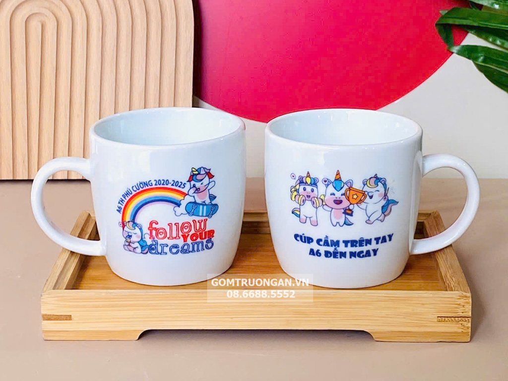 Ly sứ trắng dáng bầu đế cắt 2