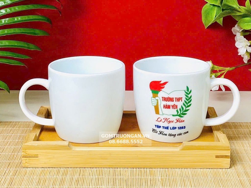 Ly sứ trắng dáng bầu đế cắt 3