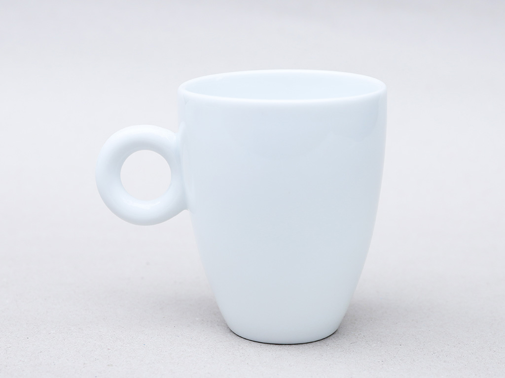 Ly sứ men trắng dáng bầu quai tròn 1