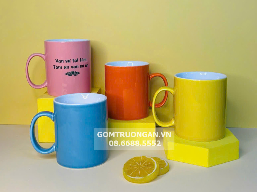 Ly sứ men màu dáng trụ 2