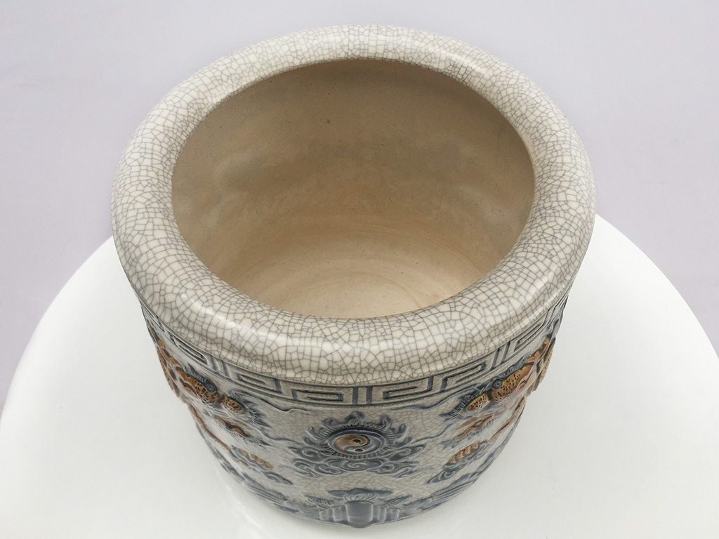 B&aacute;t hương men rạn nổi rồng đường k&iacute;nh 16cm - mặt trong