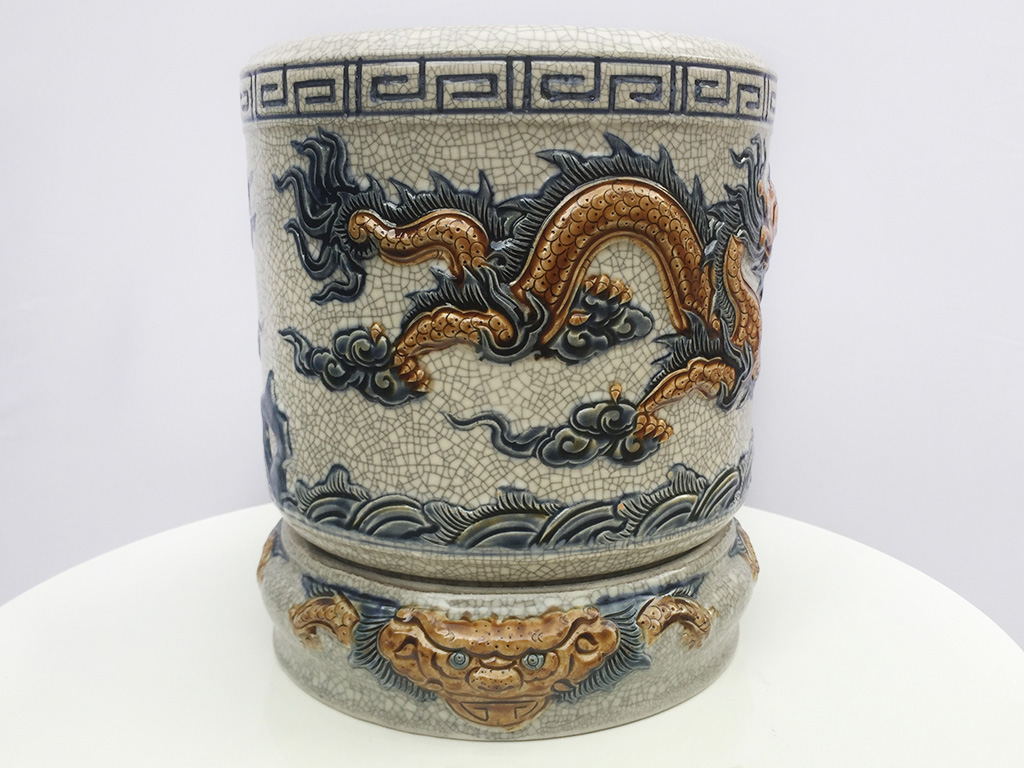 B&aacute;t hương men rạn nổi rồng đường k&iacute;nh 20cm - phần đu&ocirc;i