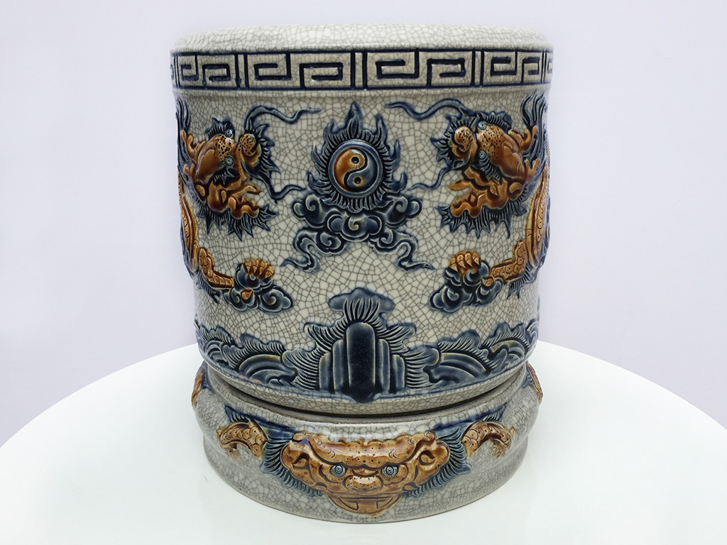 B&aacute;t hương men rạn nổi rồng đường k&iacute;nh 25cm