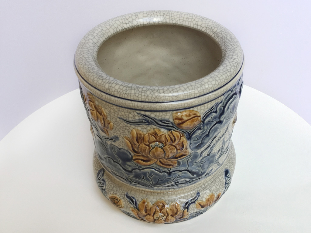 B&aacute;t hương men rạn nổi hoa sen đường k&iacute;nh 20cm - b&ecirc;n trong