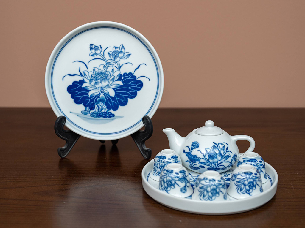 Bộ ấm ch&eacute;n thờ c&uacute;ng Vạn Ph&uacute;c Trường An 5 ch&eacute;n