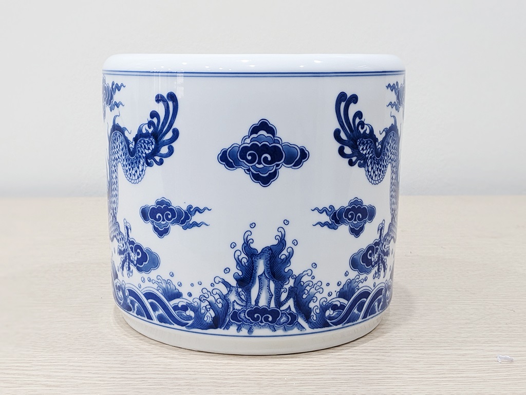 Bát hương Bát Tràng rồng men lam Trường An 18cm 4