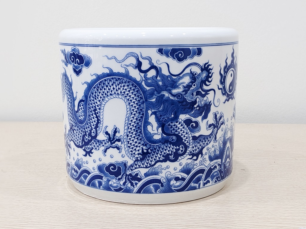 Bát hương Bát Tràng rồng men lam Trường An 20cm 3