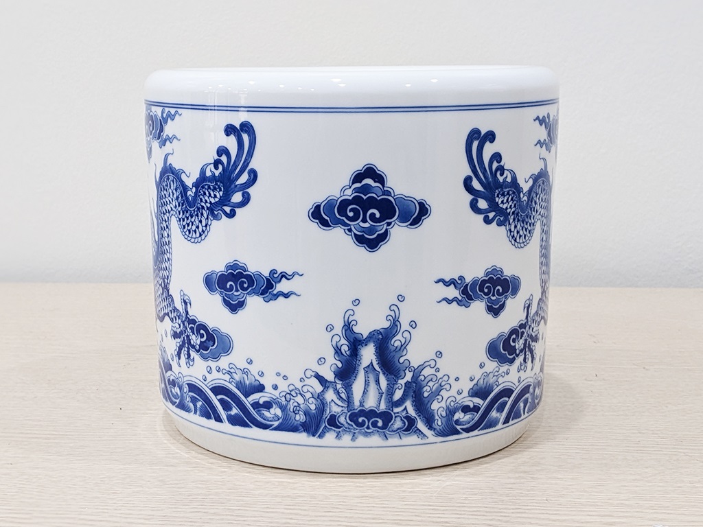 Bát hương Bát Tràng rồng men lam Trường An 20cm 4