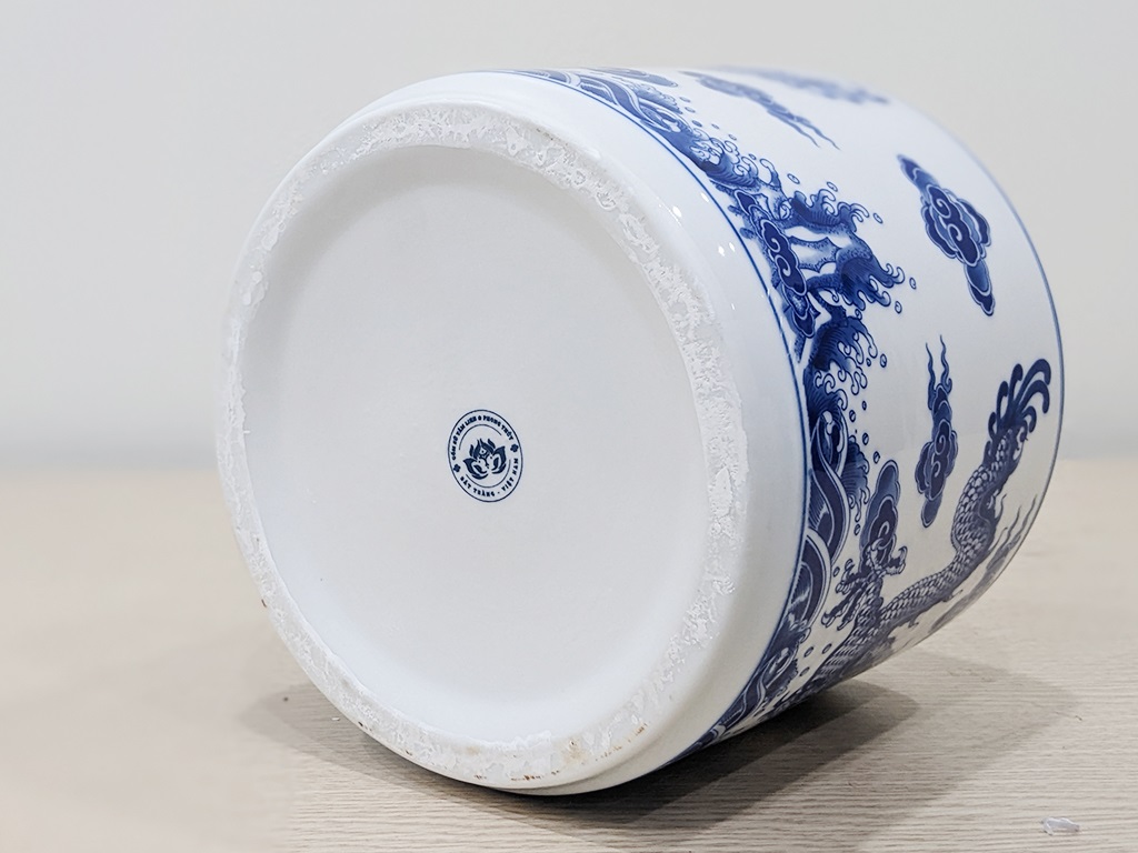 Bát hương Bát Tràng rồng men lam Trường An 20cm 5