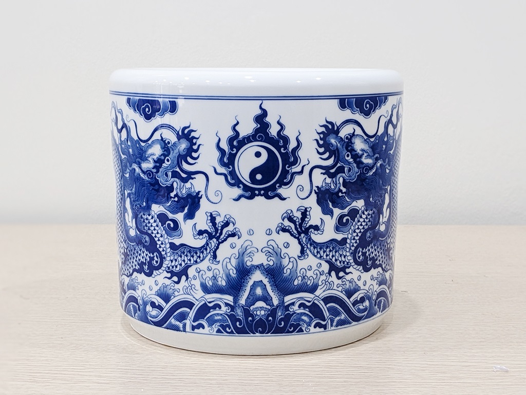 Bát hương Bát Tràng rồng men lam Trường An 22cm 1