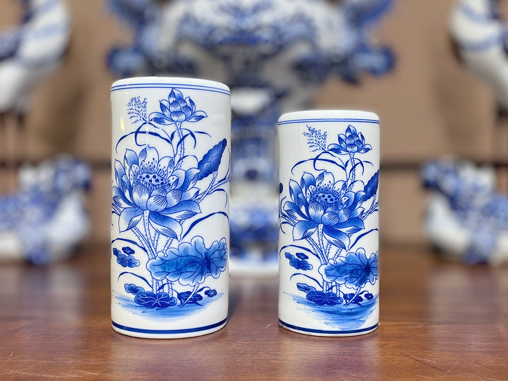 Ống hương men lam Vạn Phúc Trường An S1 1