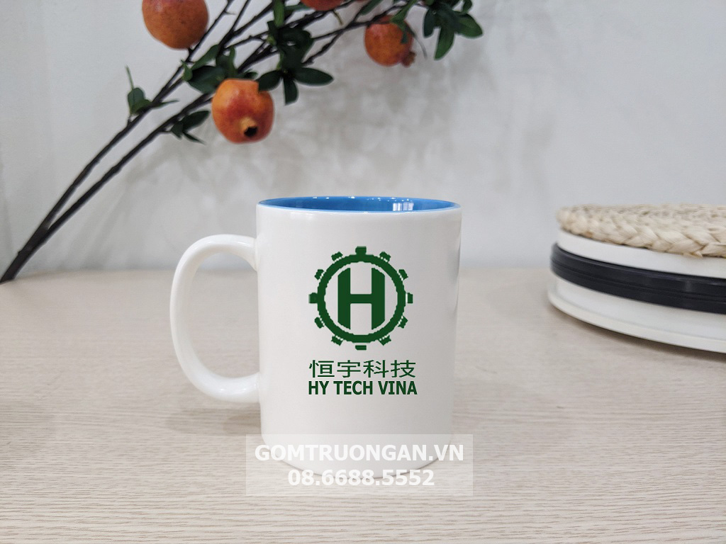 Cốc sứ men mát in logo HENGYU cao 1