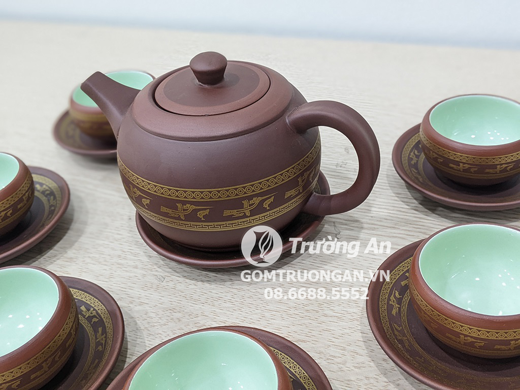 Bộ ấm trà tử sa Bát Tràng Âu Lạc 14 sản phẩm 2