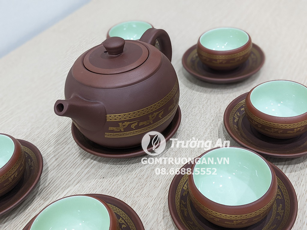 Bộ ấm trà tử sa Bát Tràng Âu Lạc 14 sản phẩm 3