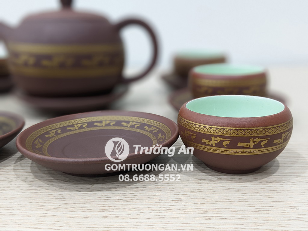 Bộ ấm trà tử sa Bát Tràng Âu Lạc 14 sản phẩm 4