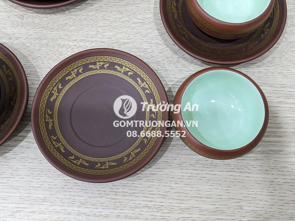 Bộ ấm trà tử sa Bát Tràng Âu Lạc 14 sản phẩm 5