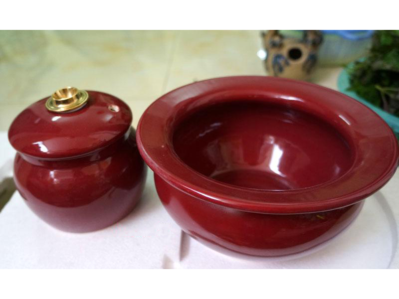 Điếu bát men đỏ mận hợp mệnh Hỏa 2