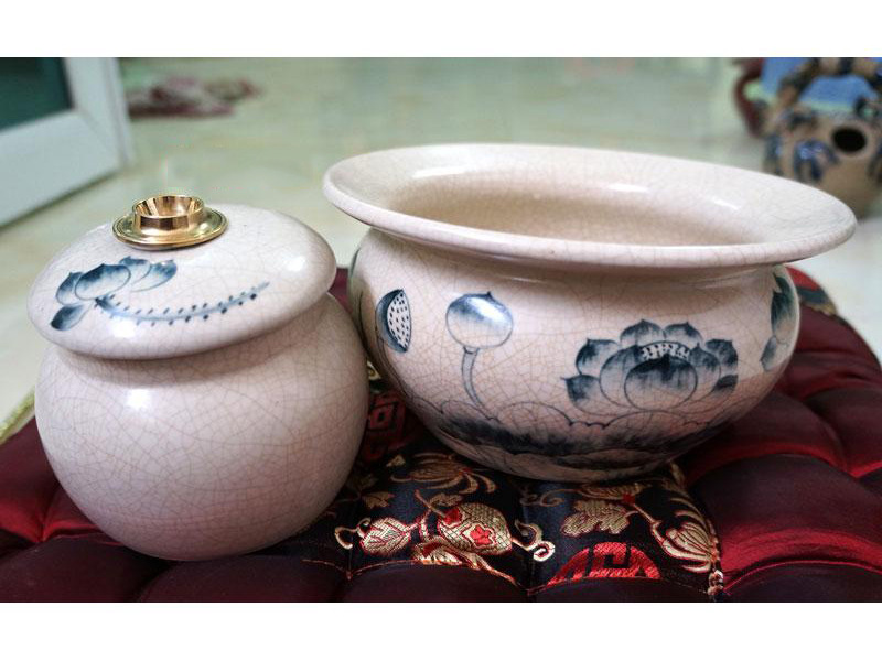Điếu bát men rạn Hoa sen 2