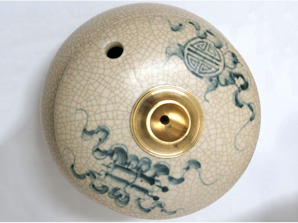 Điếu bát men rạn Song Long Chầu Nguyệt 3