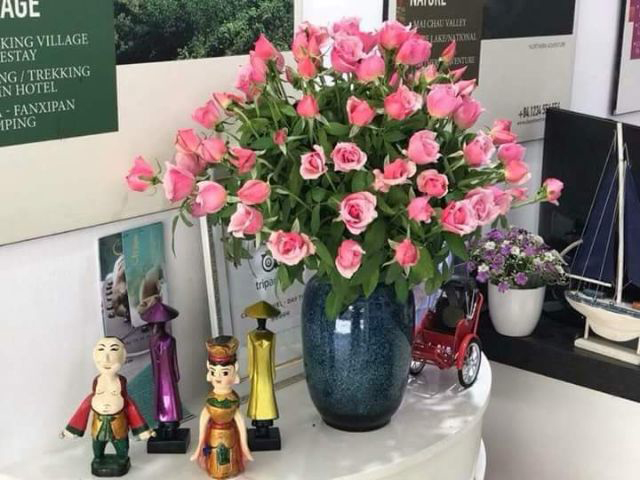 Lọ hoa Bát Tràng men hỏa biến xanh đại dương dáng xoài 1