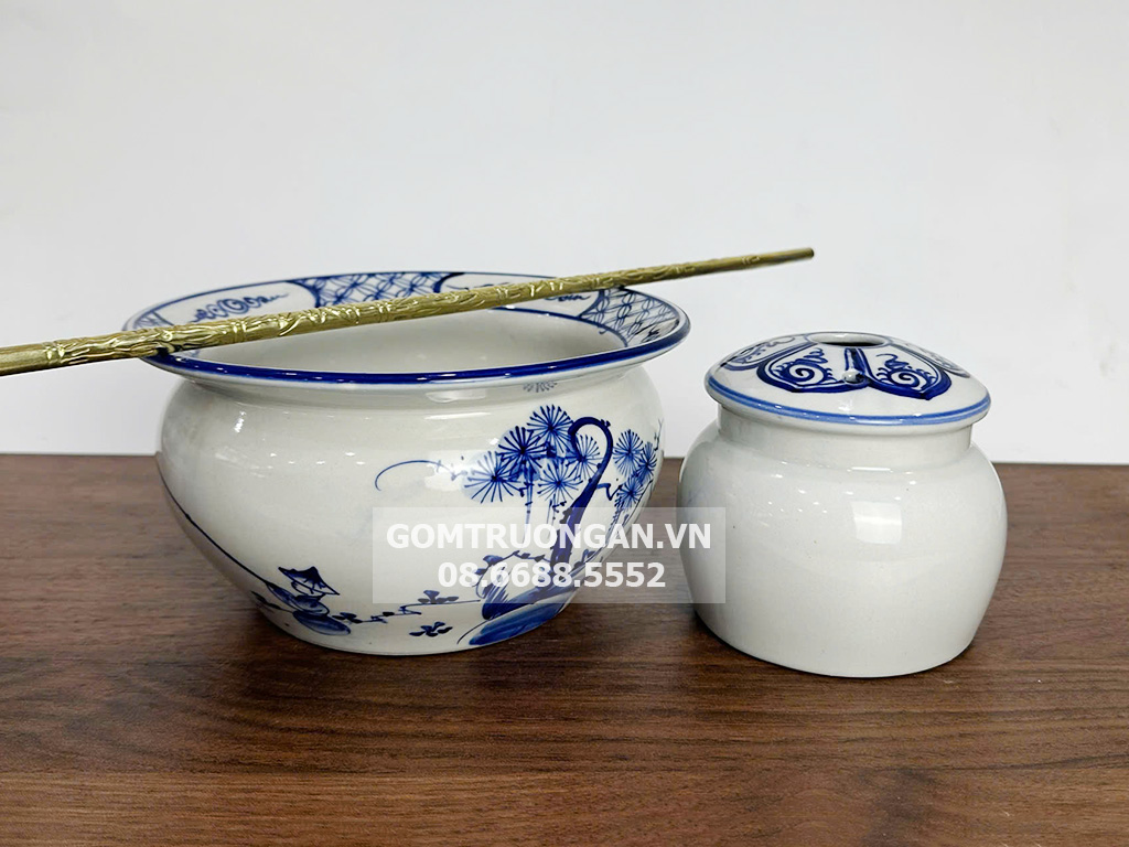 Điếu bát men trắng Câu Cá Lã Vọng 2