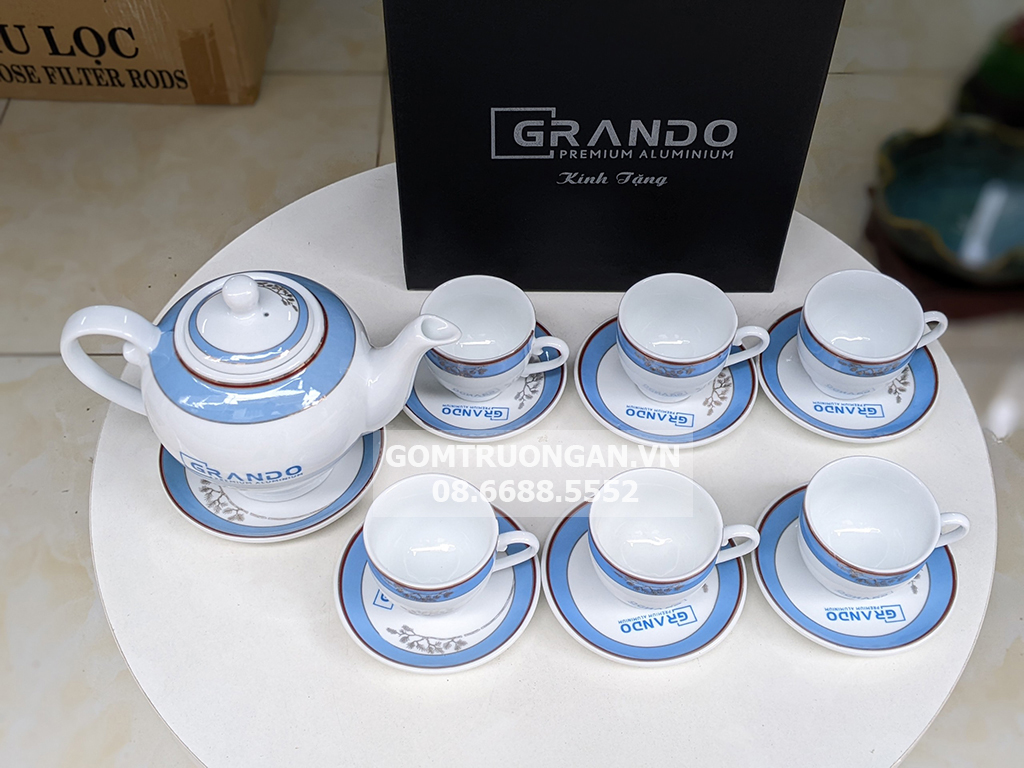 Ấm chén in logo làm quà tặng Grando 2