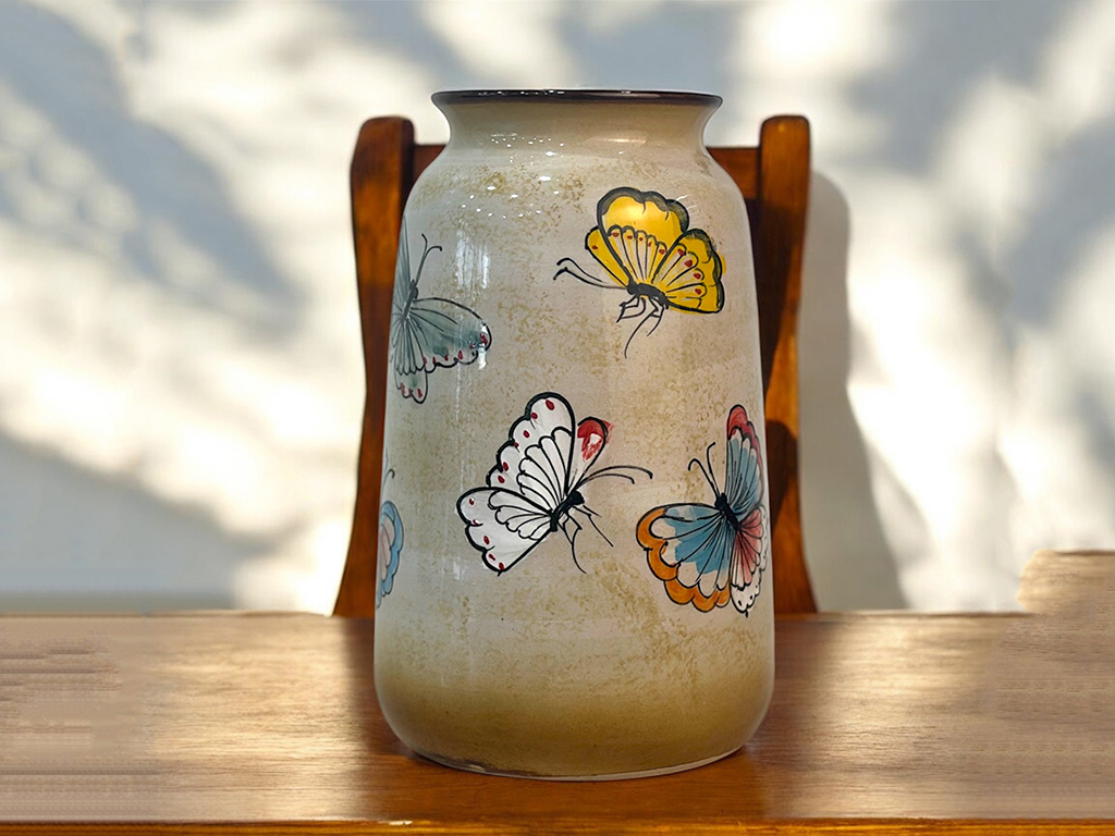 Bình hoa Bát Tràng trang trí decor dáng phích Hồ Điệp 1