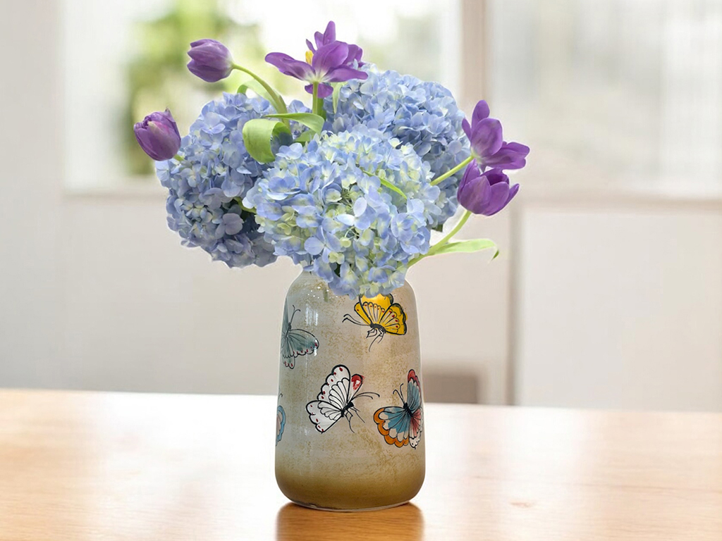 Bình hoa Bát Tràng trang trí decor dáng phích Hồ Điệp 3